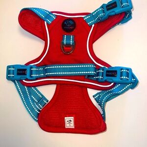 PHOEPET Red Dog Harness with Blue Straps